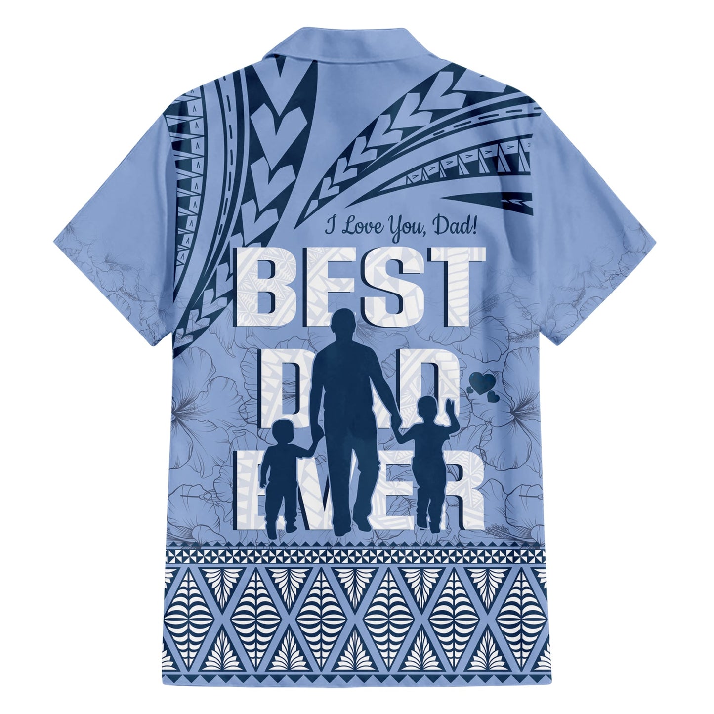 Tonga Vatertag Hawaiihemd Best Dad Ever Tonga Ngatu Muster - Blau LT14