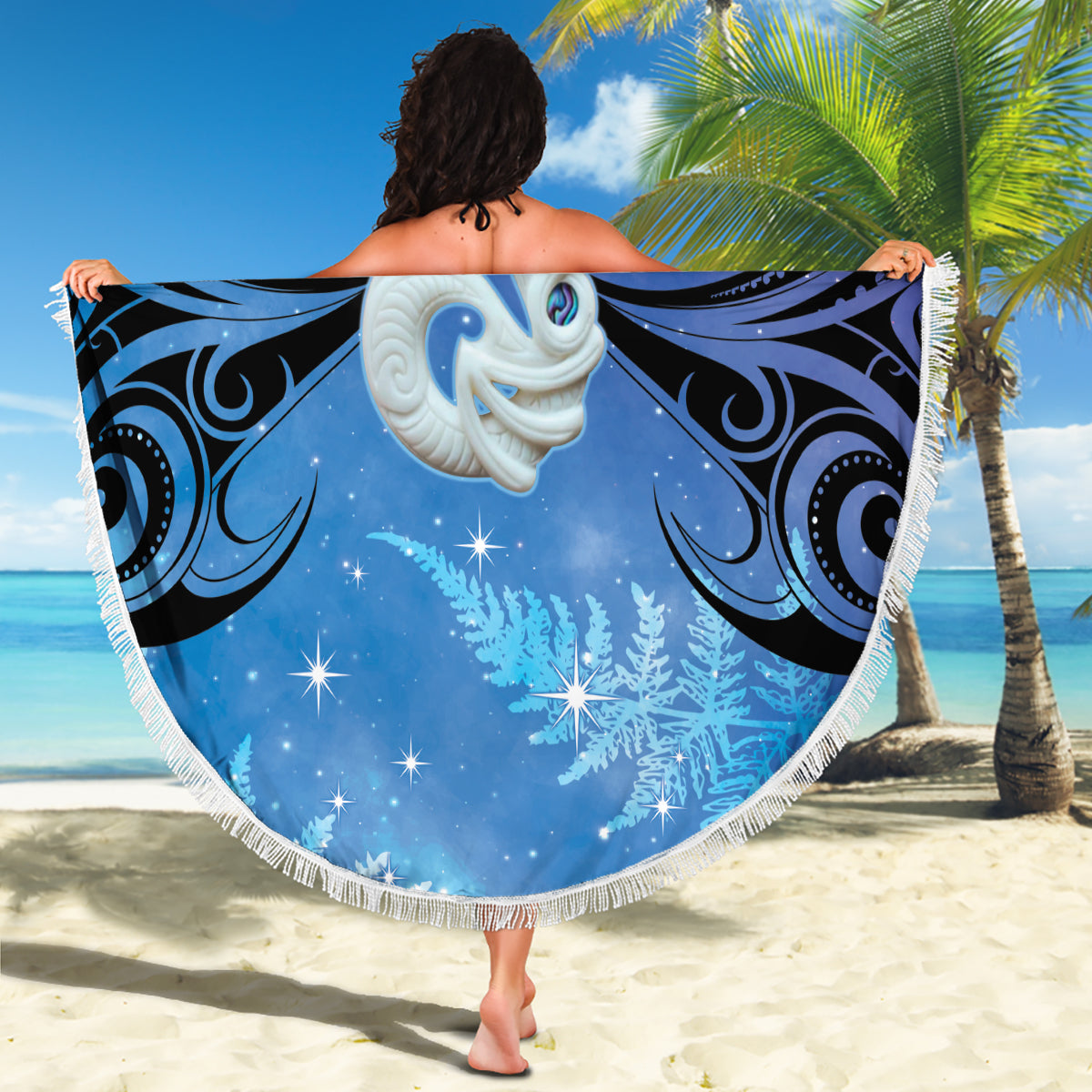 Bula Fiji Tagimaucia Mix Plumeria Masi Tapa Stranddecke braun LT7