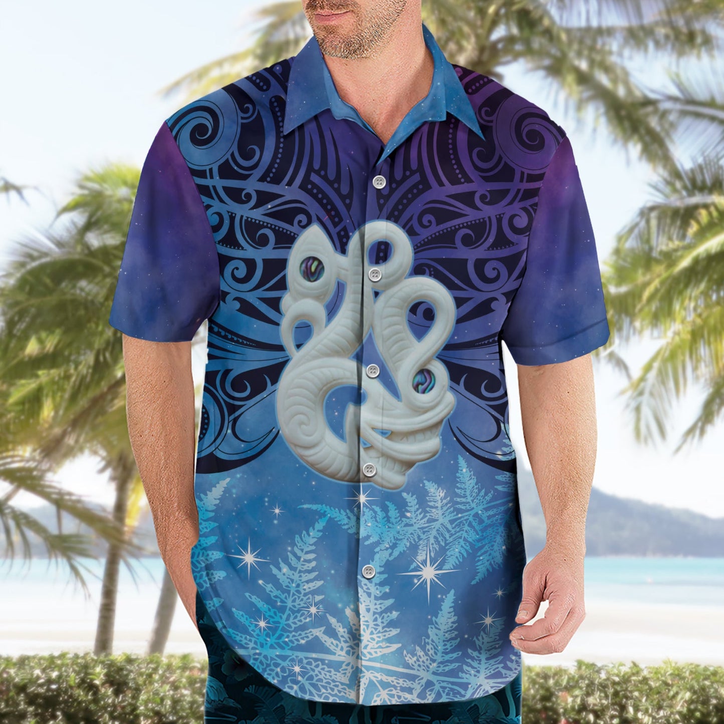 Neuseeland Matariki Hawaiihemd Aotearoa Maori Neujahr Manaia Galaxy Vibes LT14