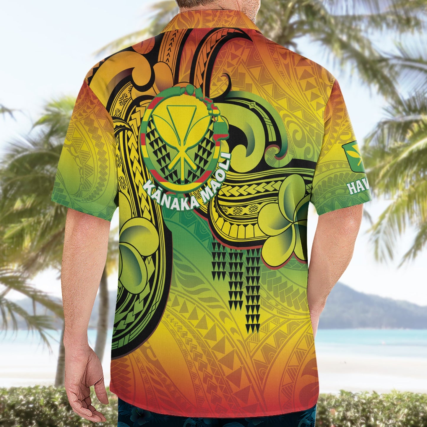 Hawaiian Flag Day Hawaiihemd Kanaka Maoli mit Kakau polynesischem Muster LT14