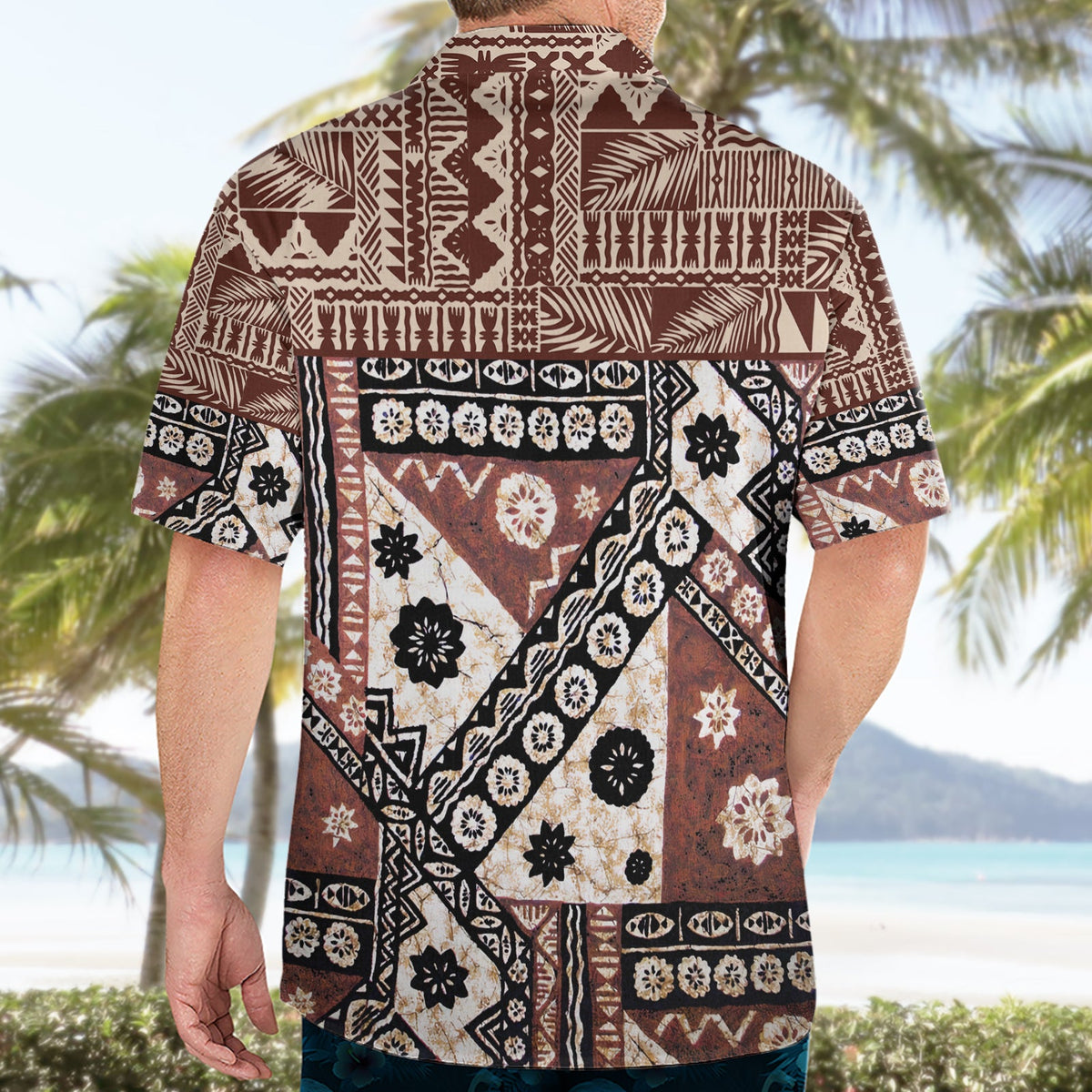 Bula Fiji Hawaiihemd Einzigartiges Masi Tapa Muster LT14