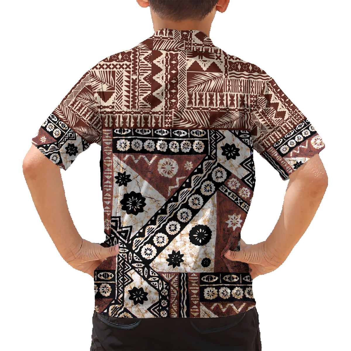 Bula Fiji Hawaiihemd Einzigartiges Masi Tapa Muster LT14