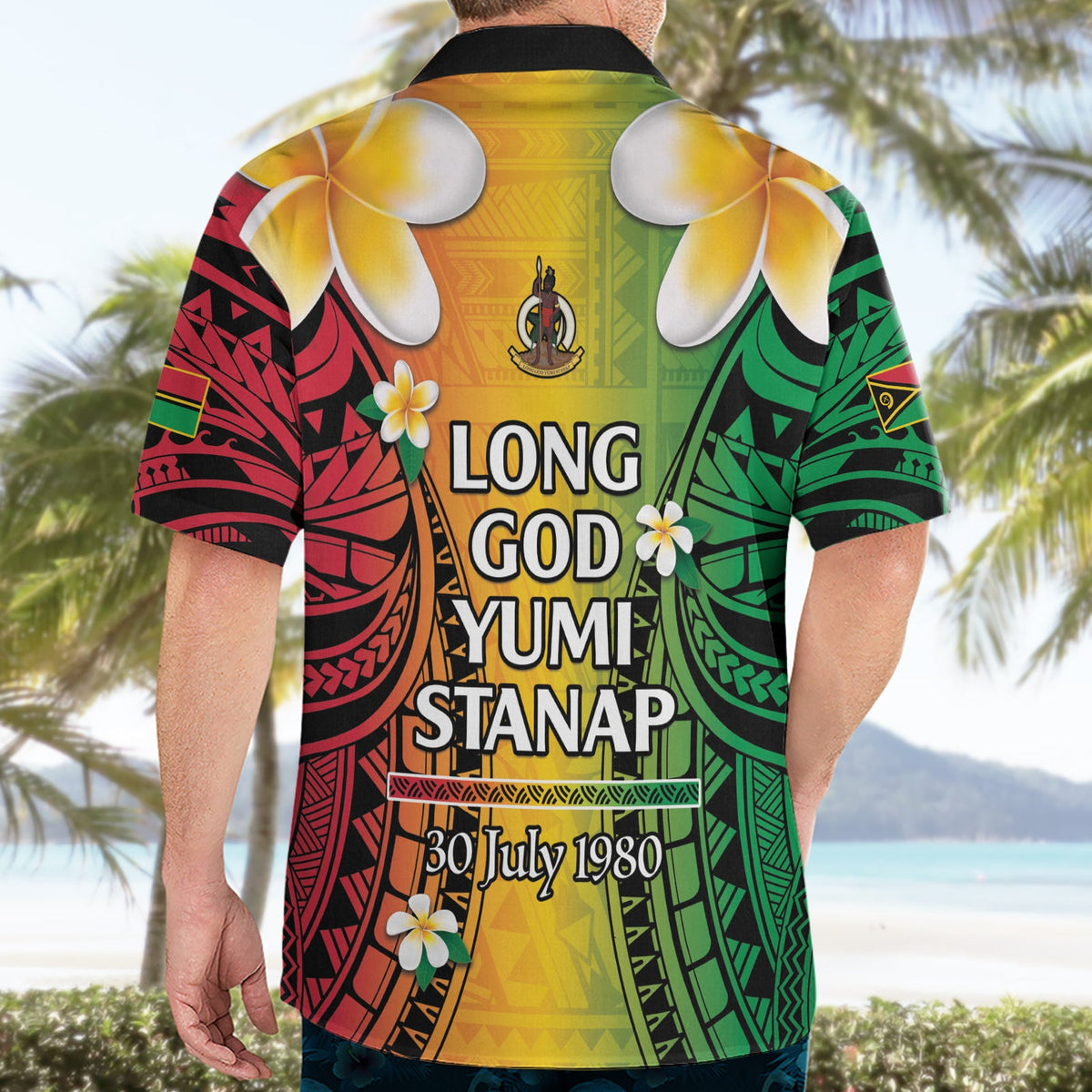 Vanuatu Unabhängigkeitstag Hawaiihemd Long God Yumi Stanap Happy 44th Anniversary LT14