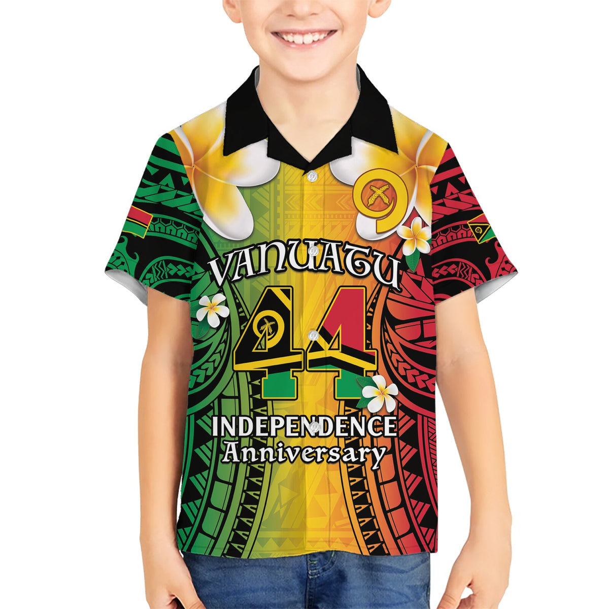 Vanuatu Unabhängigkeitstag Hawaiihemd Long God Yumi Stanap Happy 44th Anniversary LT14