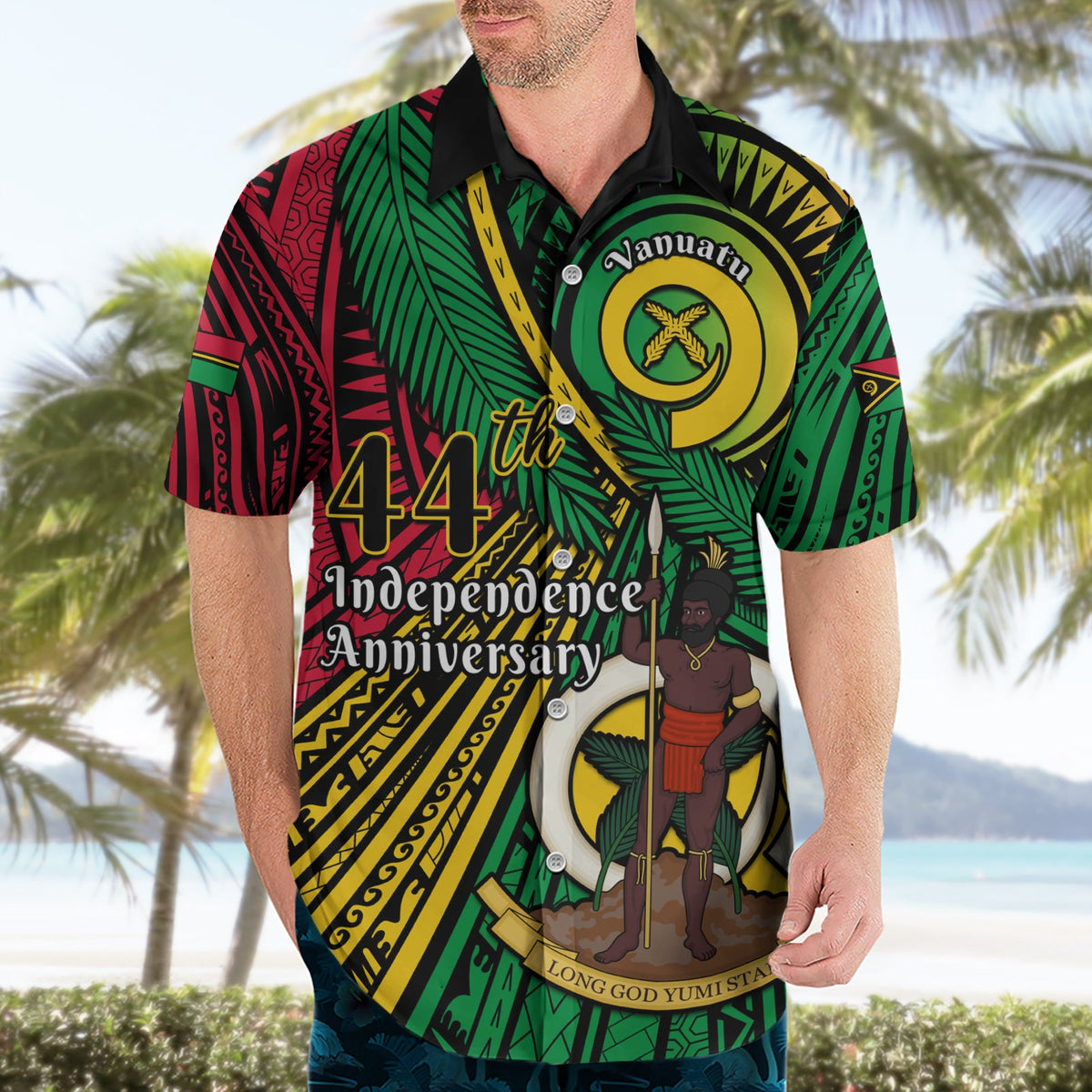 Halo Vanuatu Hawaiihemd Alles Gute zum 44. Unabhängigkeitstag LT14