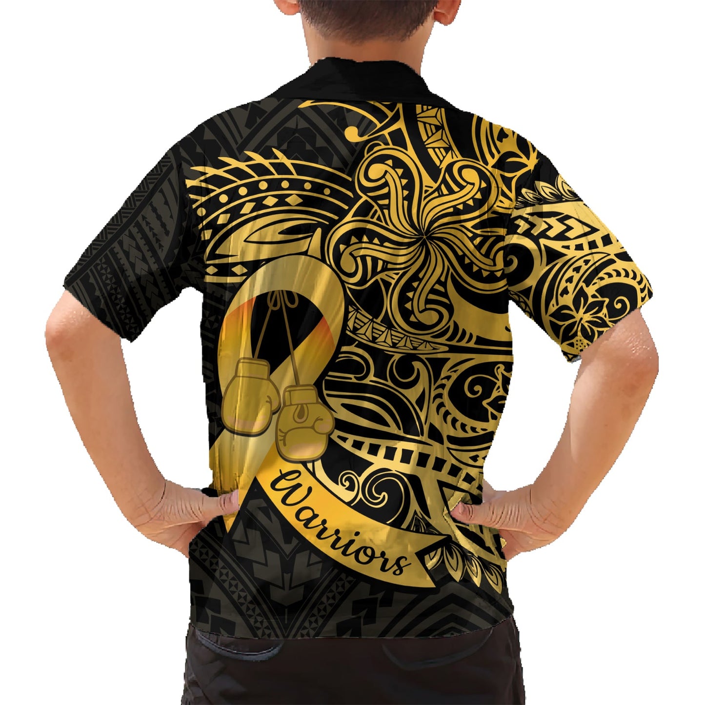 Polynesien Knochenkrebs Bewusstsein Hawaiian Shirt Kampf Krieger LT14