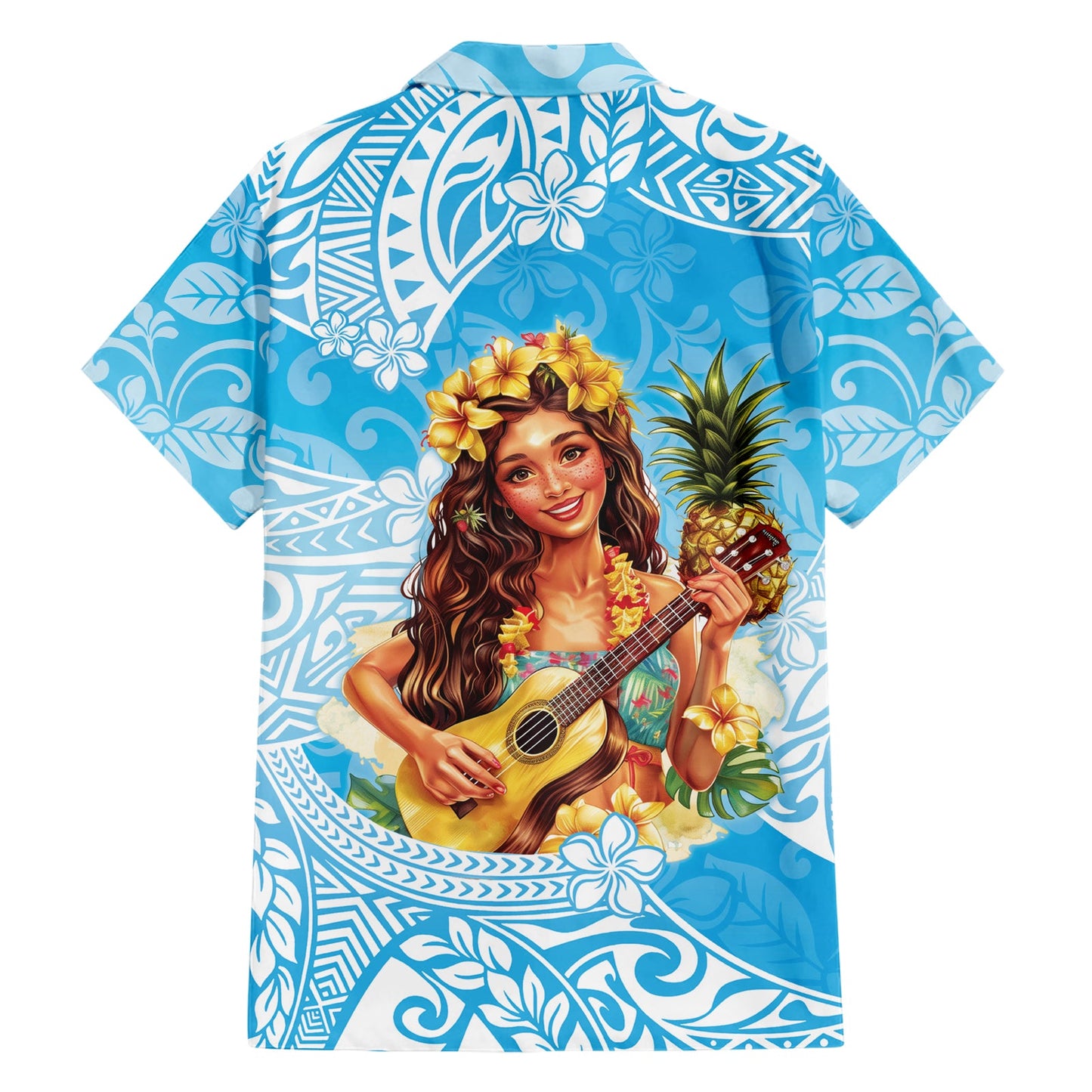 Aloha Hawaii Frauentag Hawaiihemd Hula-Mädchen mit Ukulele Tropischer Stil LT14