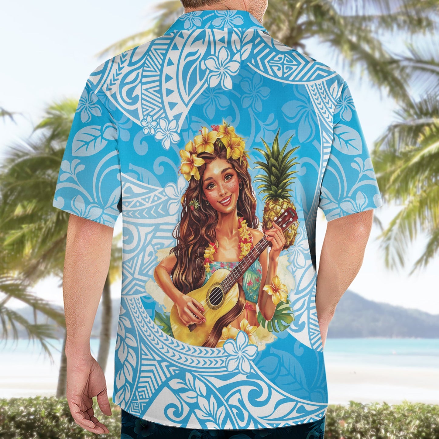 Aloha Hawaii Frauentag Hawaiihemd Hula-Mädchen mit Ukulele Tropischer Stil LT14