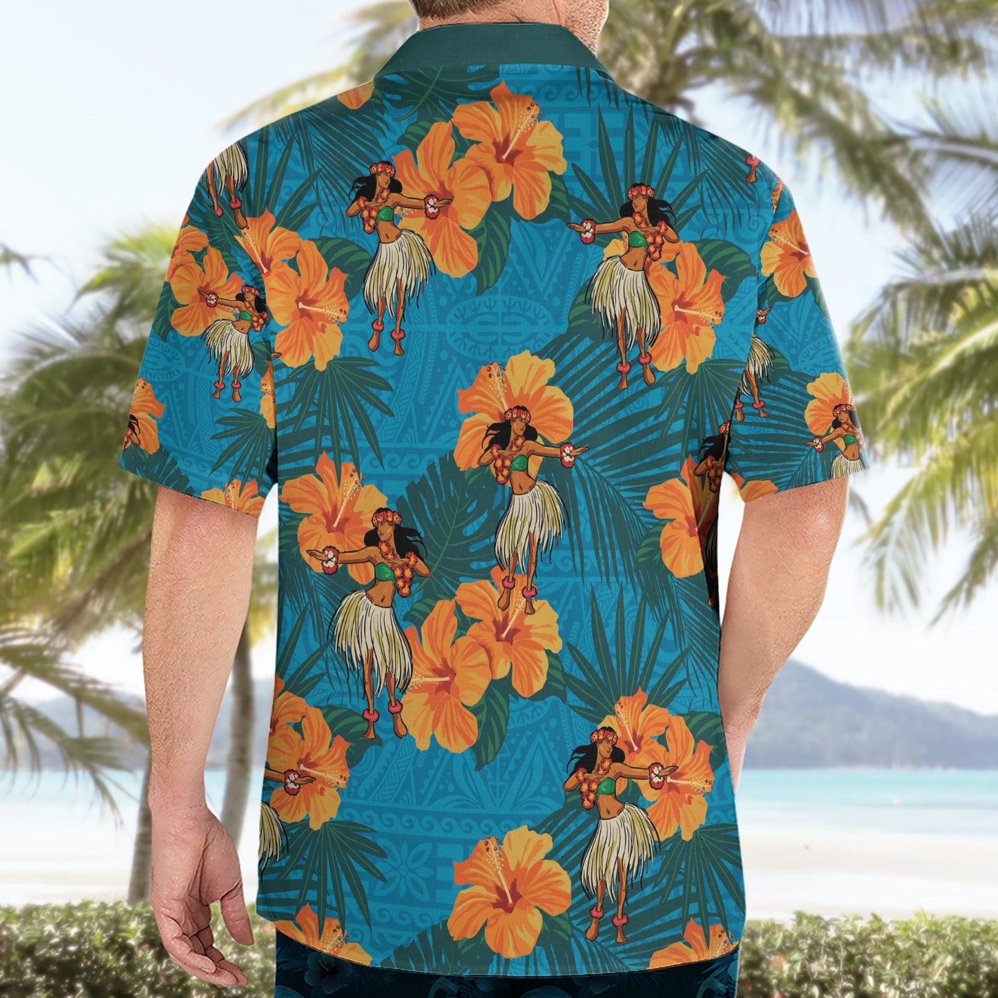 Hawaii Luau Party Hawaiihemd Tanzendes Mädchen Tropische Blumen LT14