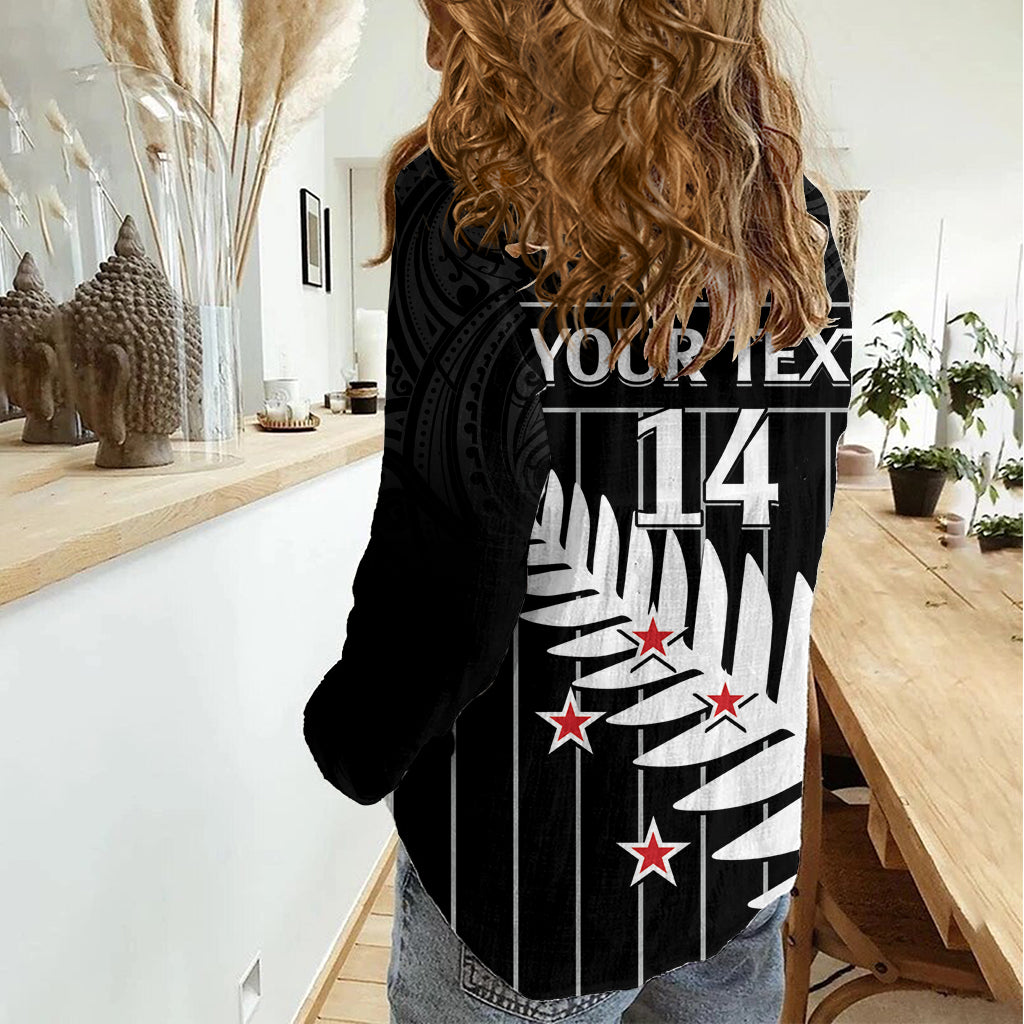 Benutzerdefinierte Neuseeland Silver Fern Cricket Frauen Casual Shirt Aotearoa Maori Go schwarze Kappe LT14