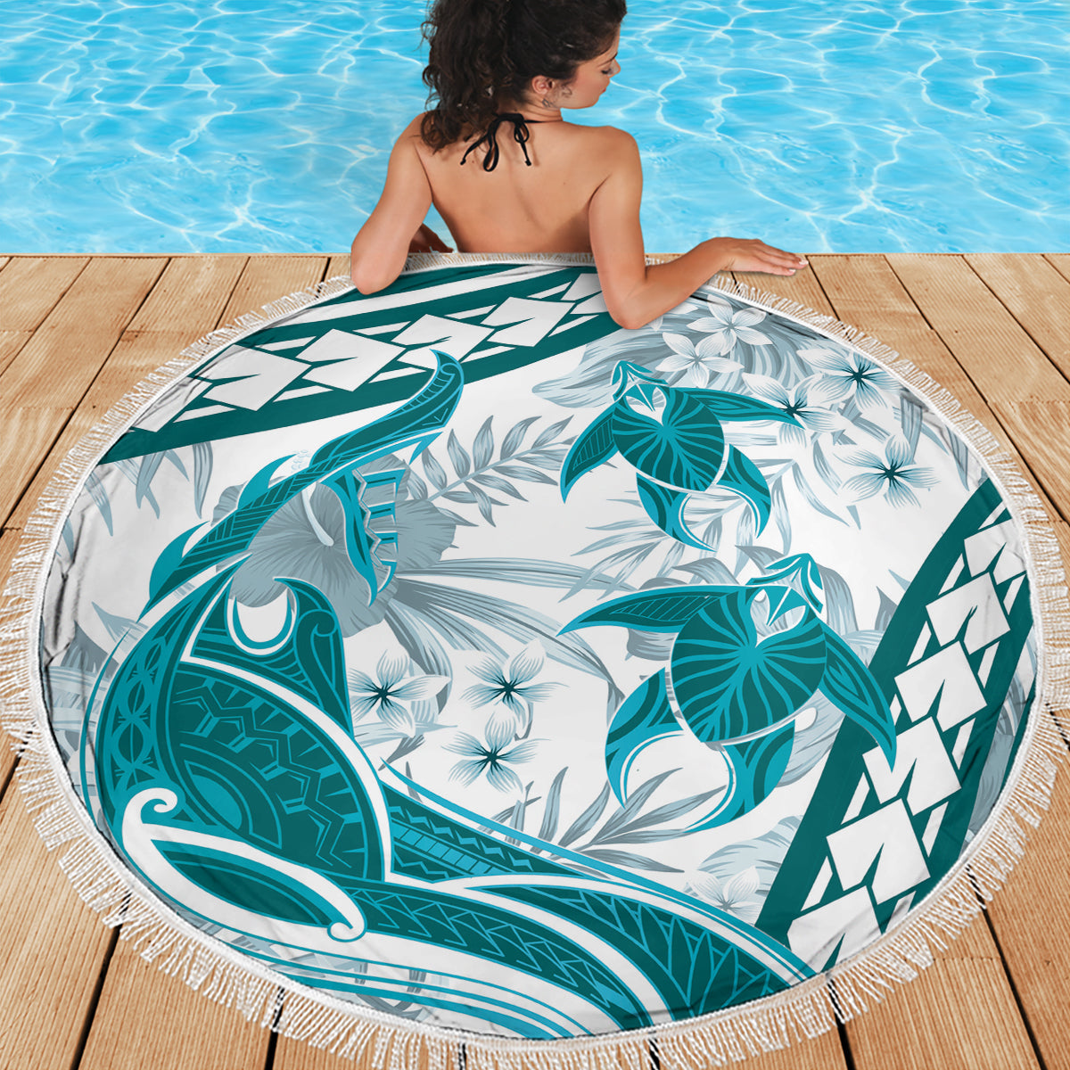 Neuseeland Eidechse Stranddecke Silber Farn Aotearoa Maori Blau Version LT14