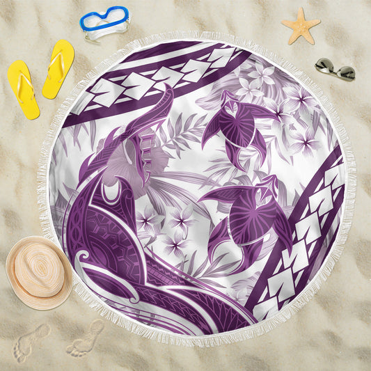 Purple Polynesia Beach Blanket Polynesian Turtle Shark Tattoo Tropical Vintage