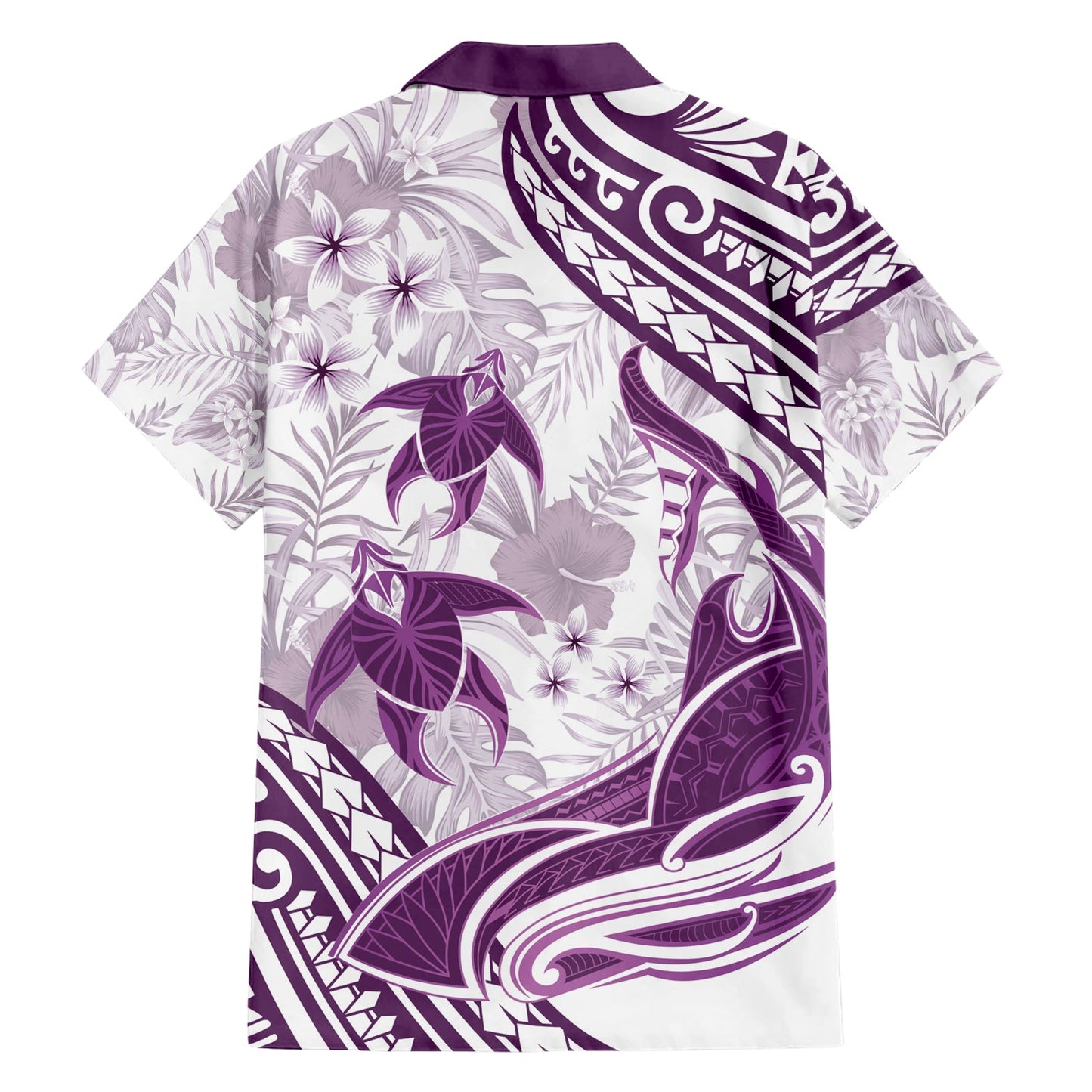 Lila Polynesien Hawaiihemd Polynesische Schildkröte Hai Tattoo Tropical Vintage LT14