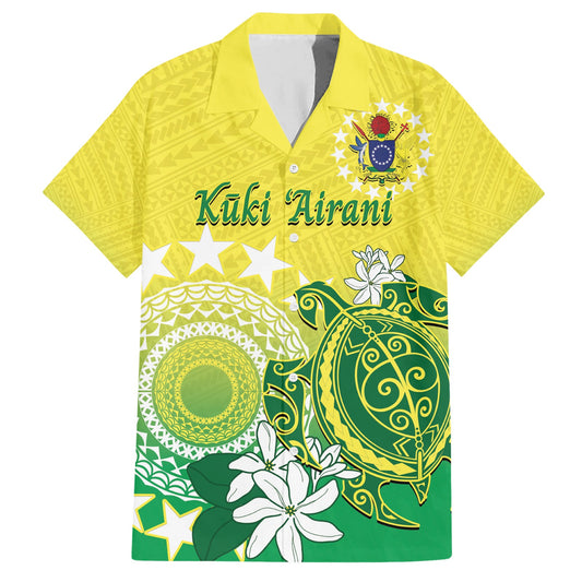Cook Islands Independence Day Hawaiian Shirt Kuki Airani Tiare Maori Polynesian Pattern - Green