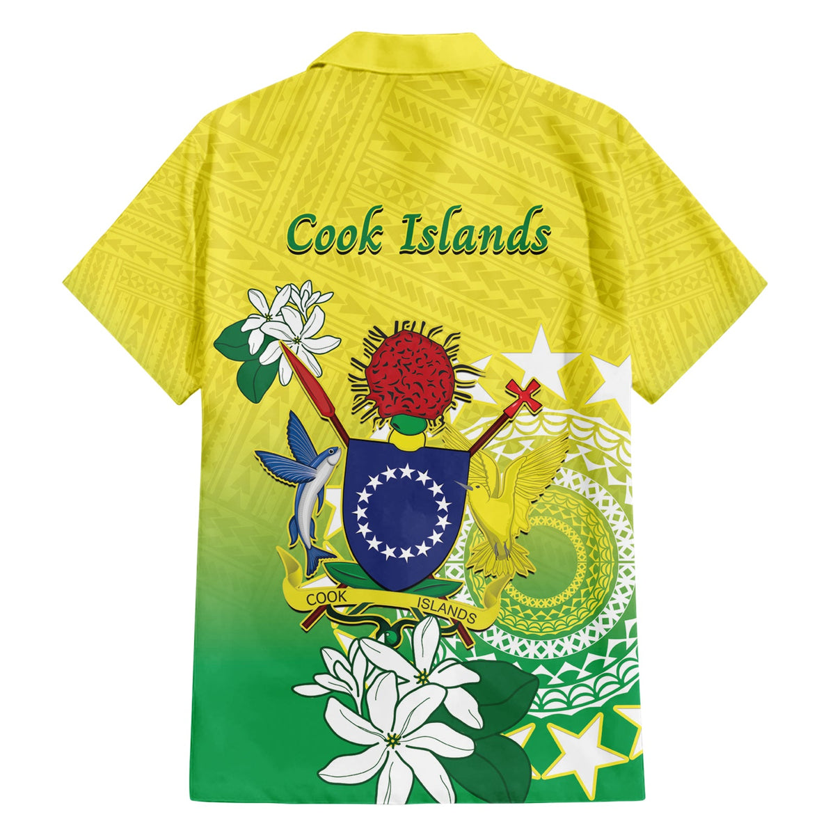 Cook Islands Unabhängigkeitstag Hawaiihemd Kuki Airani Tiare Maori Polynesisches Muster - Grün LT14