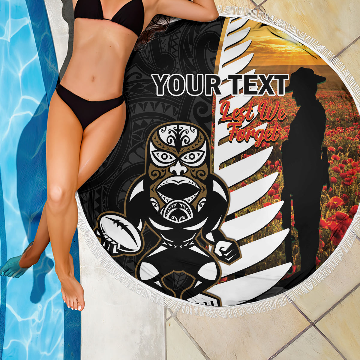 Tahiti Heiva Festival Stranddecke Blumenmuster mit Wappen LT05