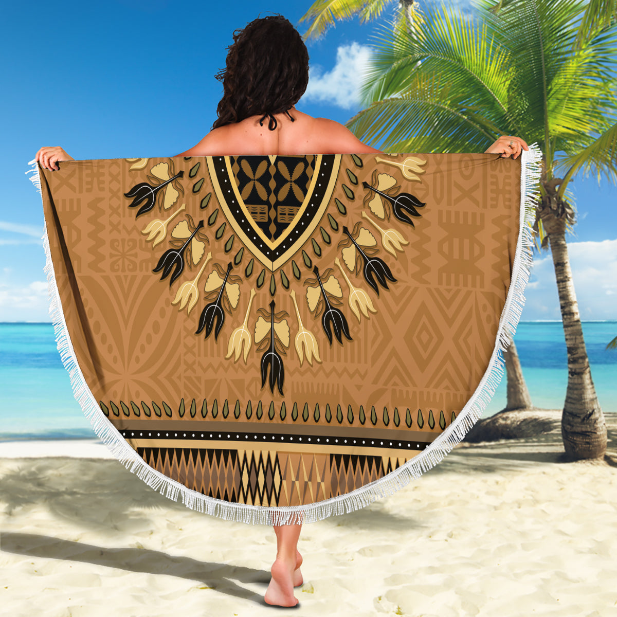 Benutzerdefinierte Indo Fidschianer Stranddecke Fiji ke Hindustani Polyneisan Paisley Lila Stil LT9