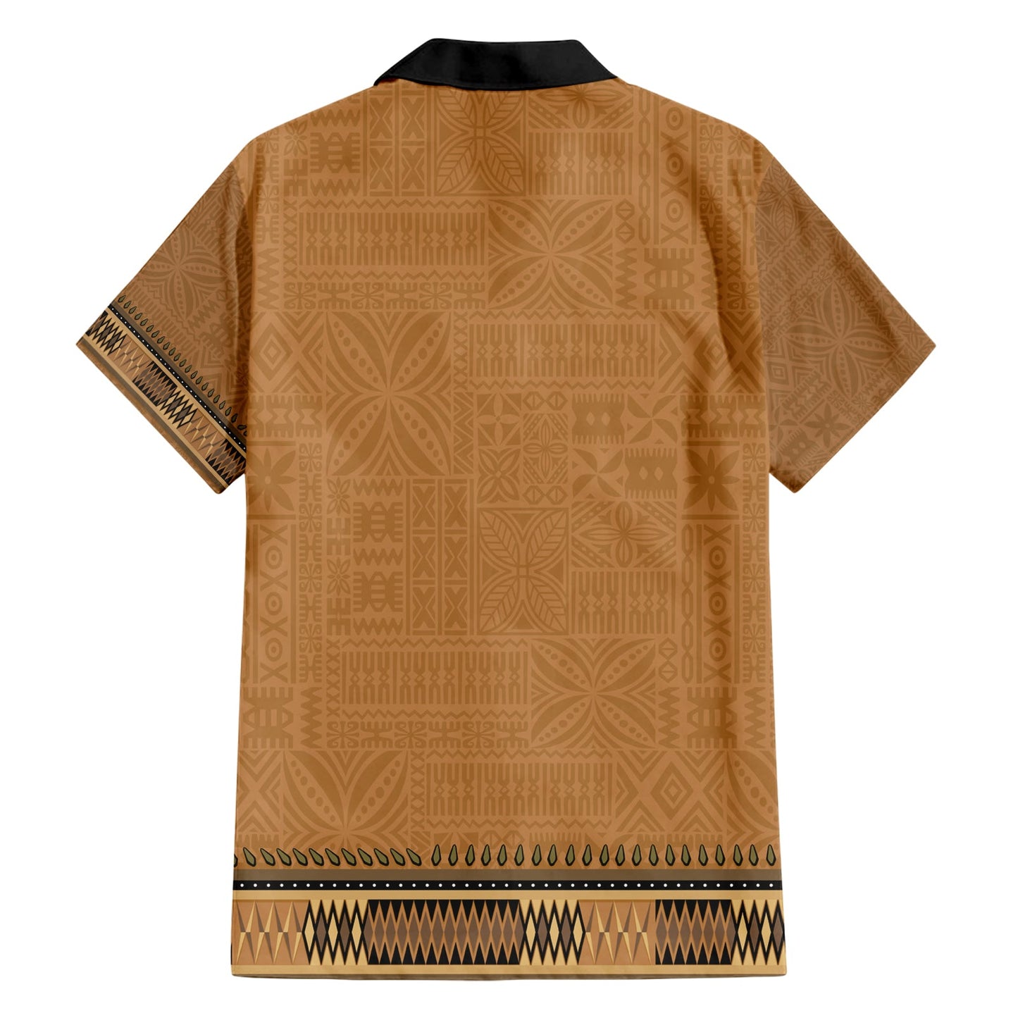 Braunes afrikanisches Dashiki mit fidschianischem Tapa-Muster, Hawaiihemd LT14
