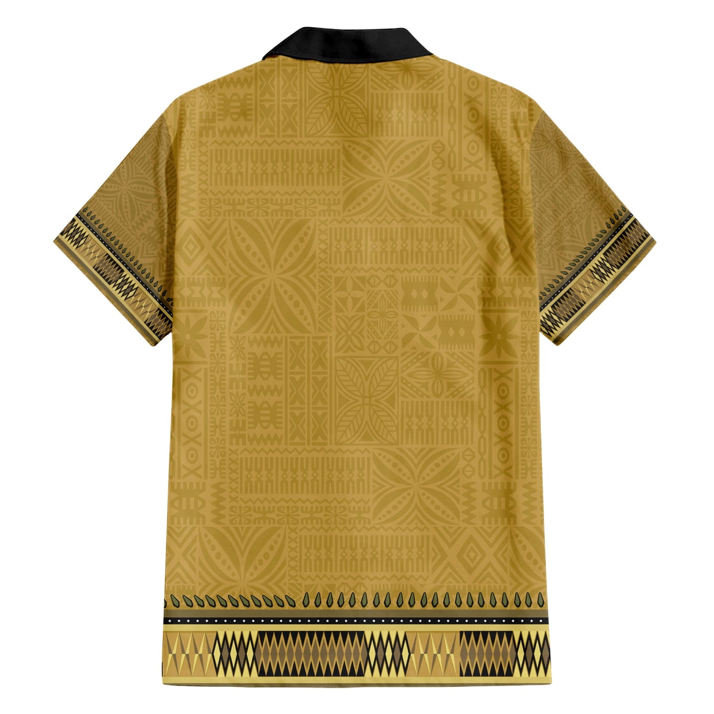 Goldfarbenes afrikanisches Dashiki mit fidschianischem Tapa-Muster, Hawaiihemd LT14