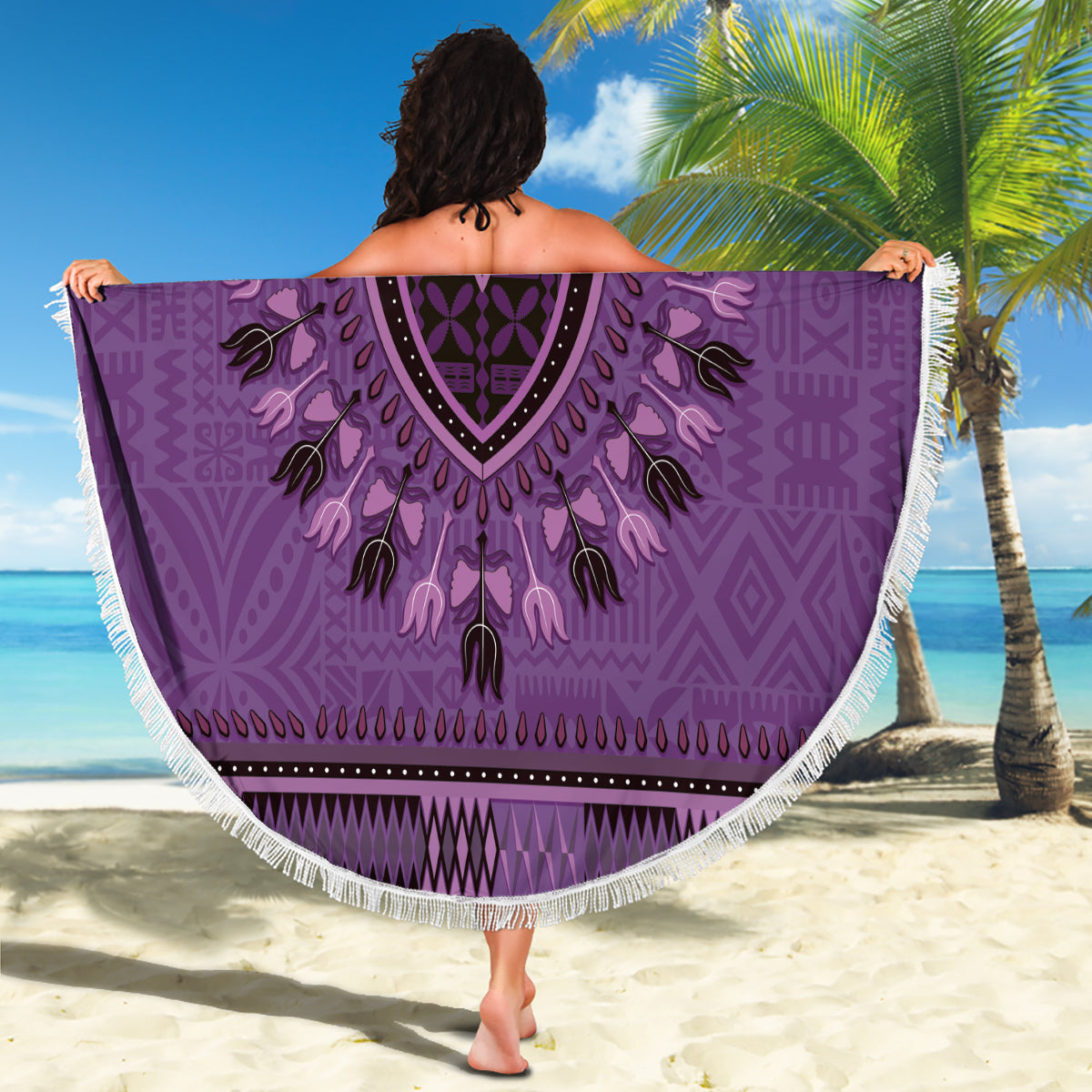 Benutzerdefinierte fliegende Fidschianer Rugby Stranddecke Tapa Tribal Tuch LT03