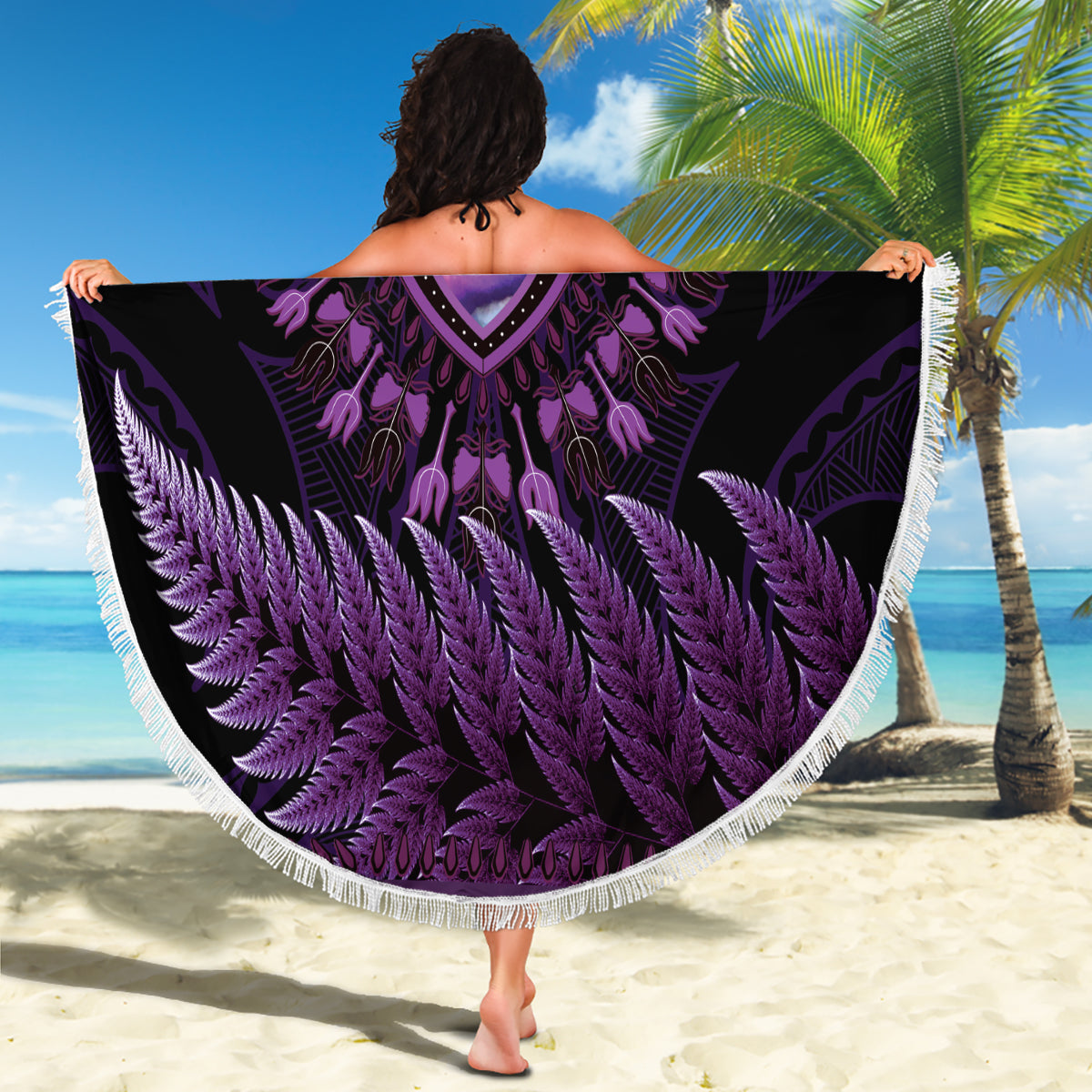Benutzerdefinierte Papua-Neuguinea Rugby Stranddecke Paradiesvogel und Hibiskus polynesischen Muster rot Farbe LT03