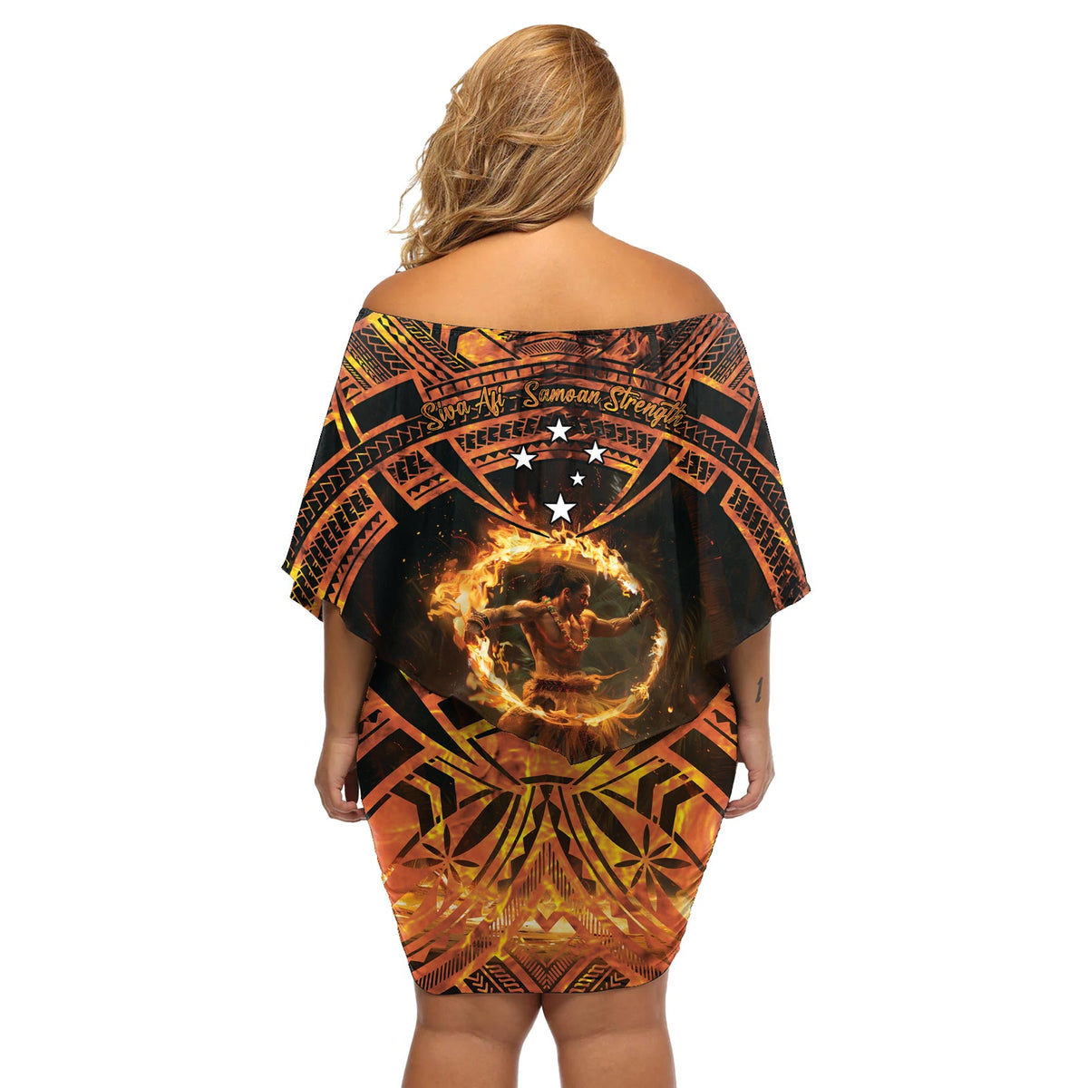 Samoa Teuila 2024 Festival Schulterfreies Kurzes Kleid mit blumen Samoan Siva Afi mit Red Gingers LT14