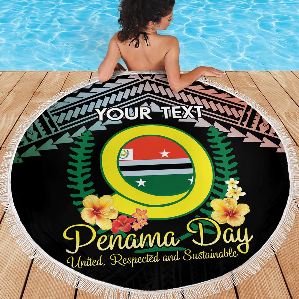 Vanuatu Nakamal und Plumeria Blumen Stranddecke xxl Polynesisches Muster LT03