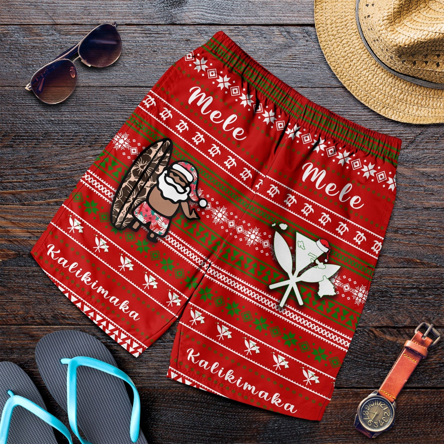 Hawaii Weihnachten Weihnachtsmann Surf Bermudas Shorts für Herren - Fun Style - AH