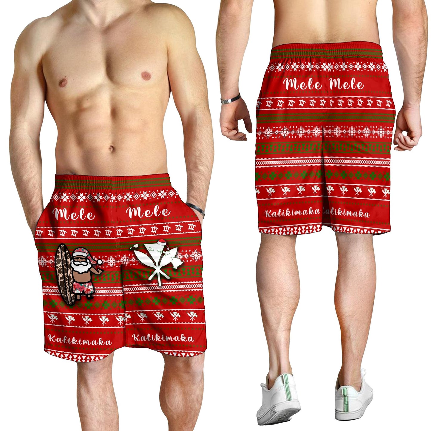 Hawaii Weihnachten Weihnachtsmann Surf Bermudas Shorts für Herren - Fun Style - AH