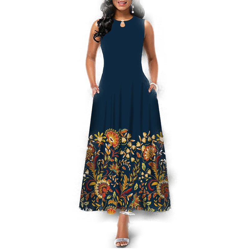 Langes Petticoatkleid mit Blumenmuster