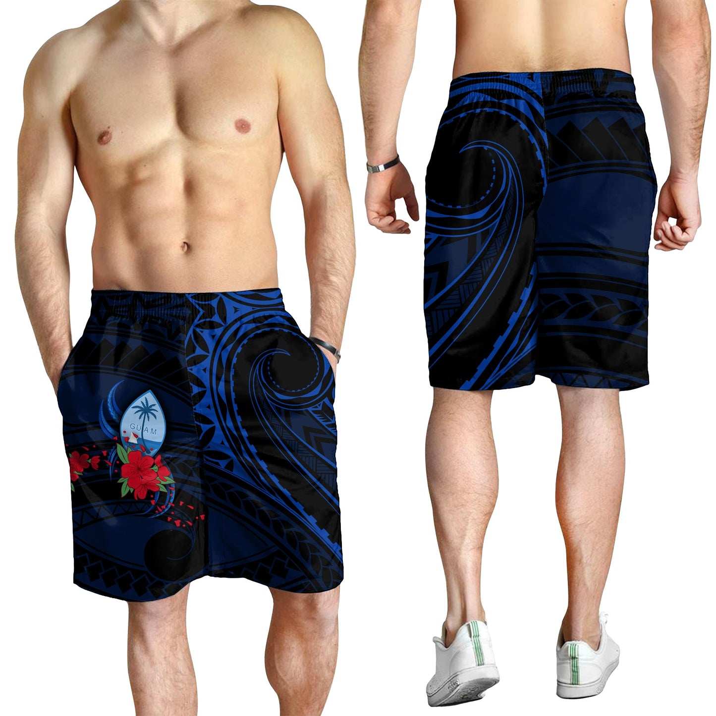 Guam Herren Bermuda Shorts Polynesian Flowers LT13